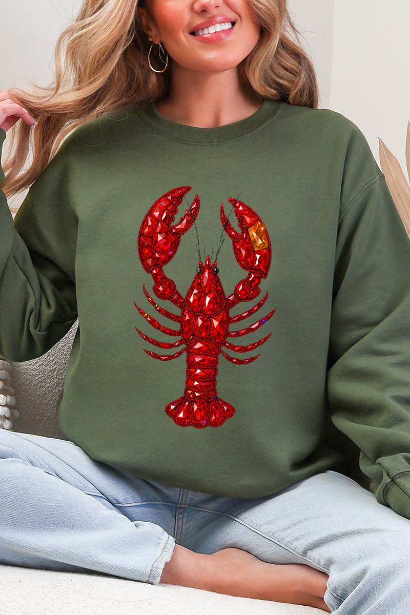 Faux Rhinestone Crawfish Heavy Blend Crew Sweatshirt product image 6