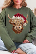 Faux Yarn Highland Cow Heavy Blend Crew Sweatshirt product image 1