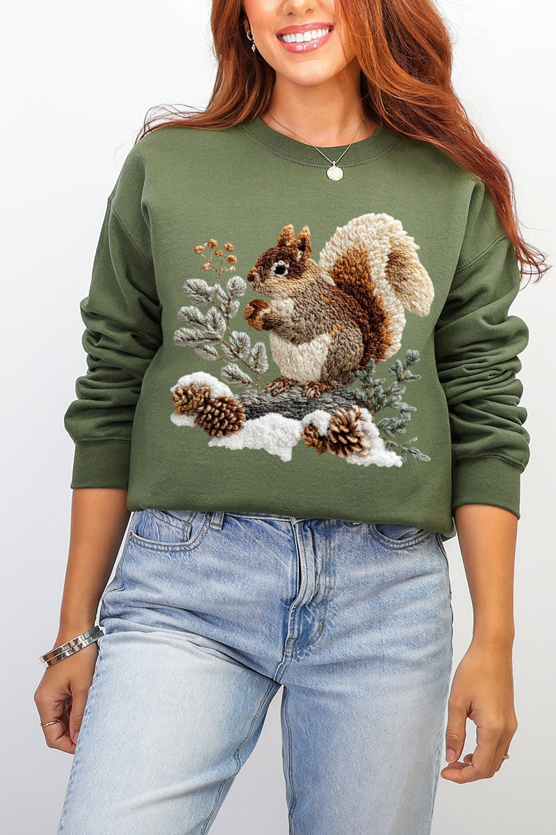 Faux Yarn Winter Squirrel Heavy Blend Crew Sweatshirt product image 6