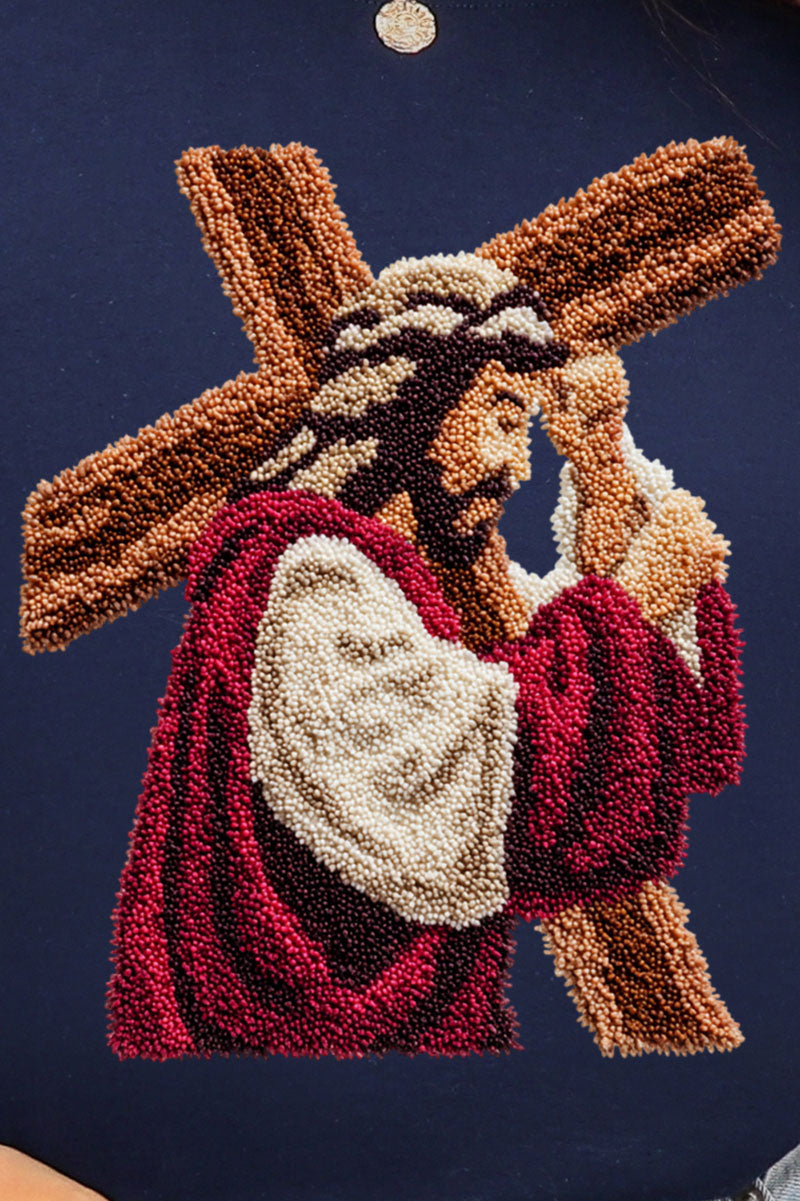 Faux Yarn Jesus At The Cross Heavy Blend Crew Sweatshirt product image 2