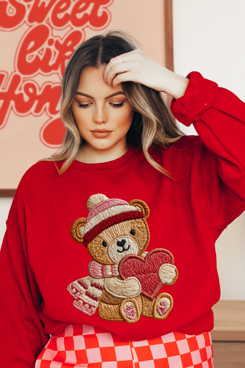 Teddy's Threaded Heart Heavy Blend Crew Sweatshirt product image 1