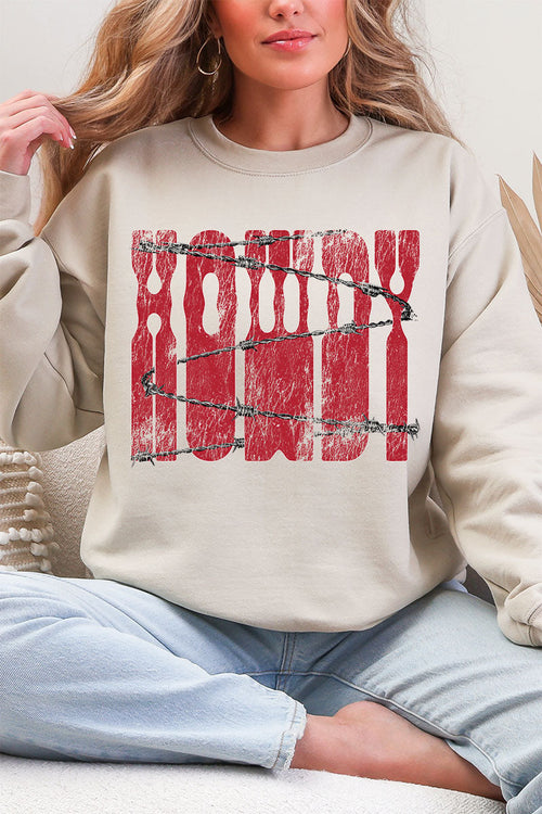 Barbed Wire Howdy Heavy Blend Crew Sweatshirt product image 1