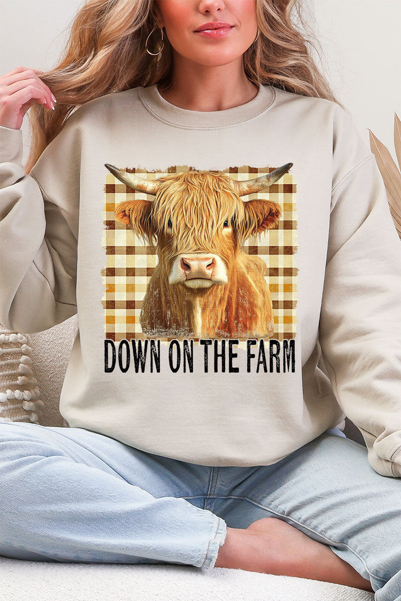 Down On The Farm Highland Cow Heavy Blend Crew Sweatshirt product image 6