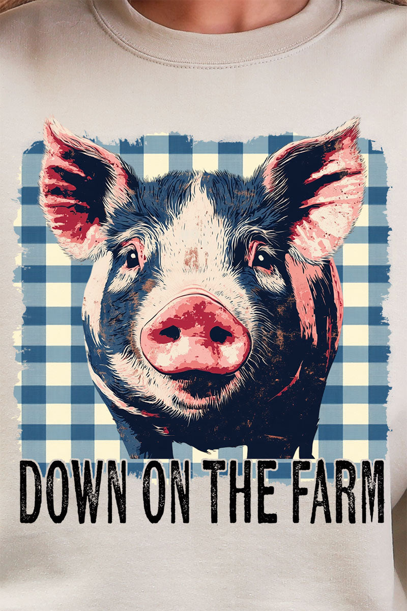 Down By The Farm Pig Heavy Blend Crew Sweatshirt product image 2