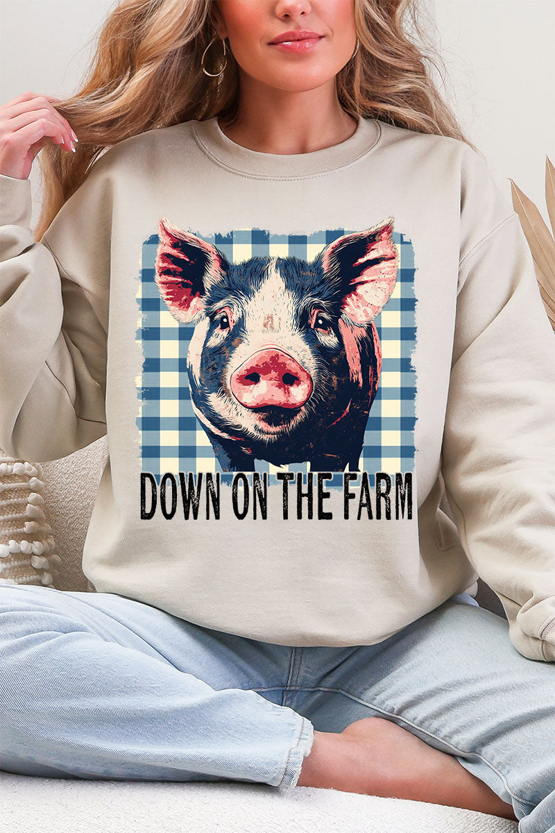 Down By The Farm Pig Heavy Blend Crew Sweatshirt product image 1