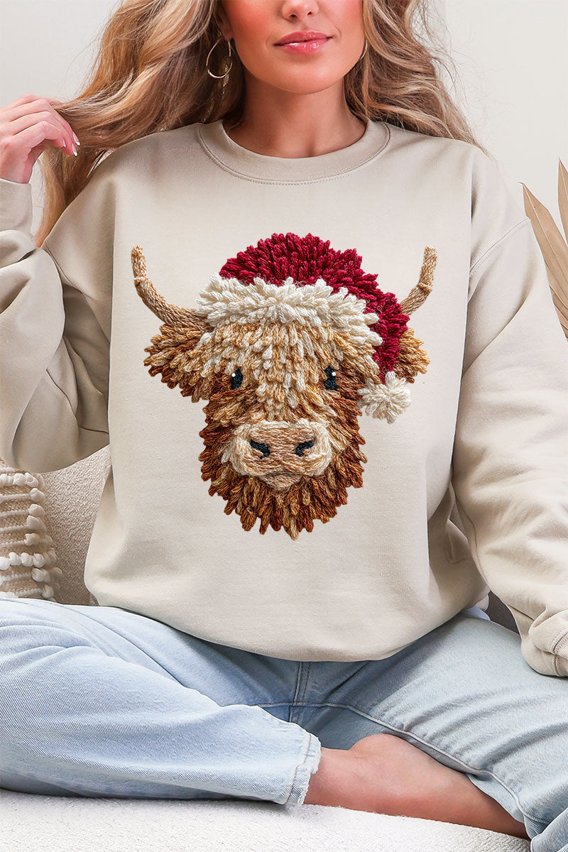 Faux Yarn Highland Cow Heavy Blend Crew Sweatshirt product image 6