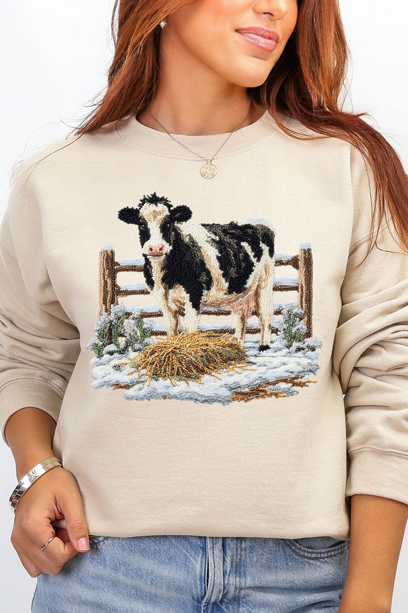 Faux Yarn Moo In The Snow Heavy Blend Crew Sweatshirt product image 10