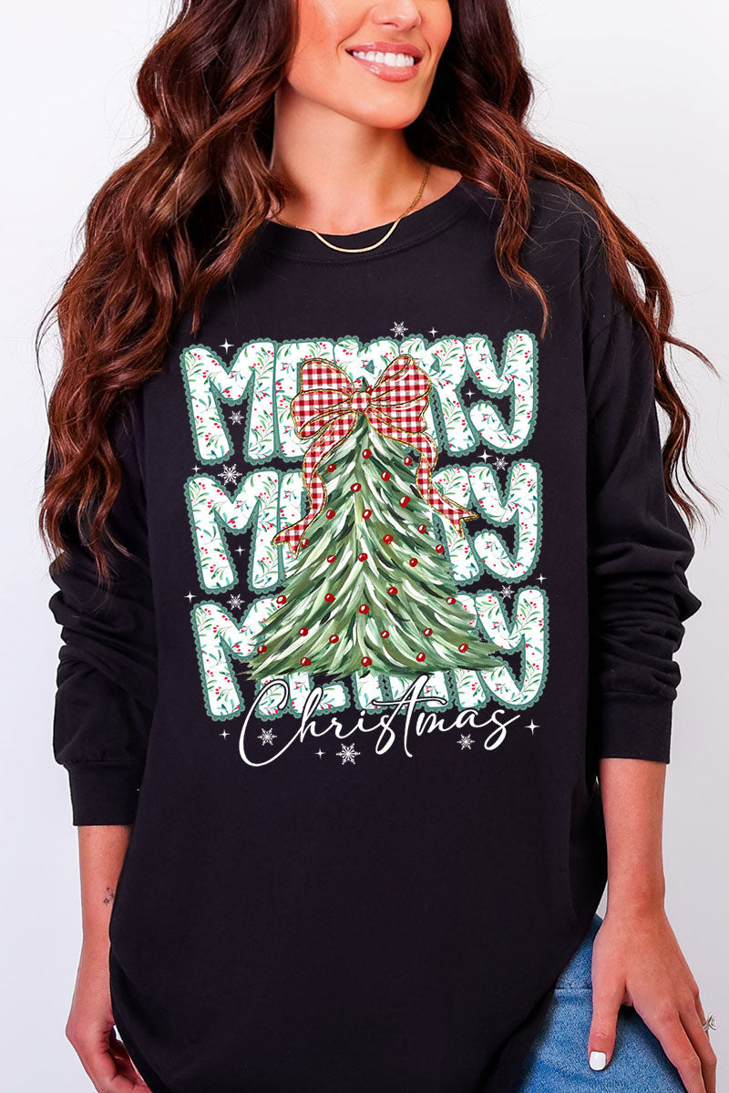 Stacked Holly Merry Christmas Tree Heavyweight Long Sleeve product image 1