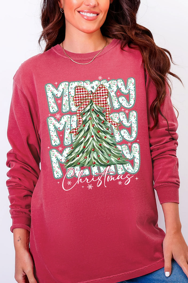 Stacked Holly Merry Christmas Tree Heavyweight Long Sleeve product image 3
