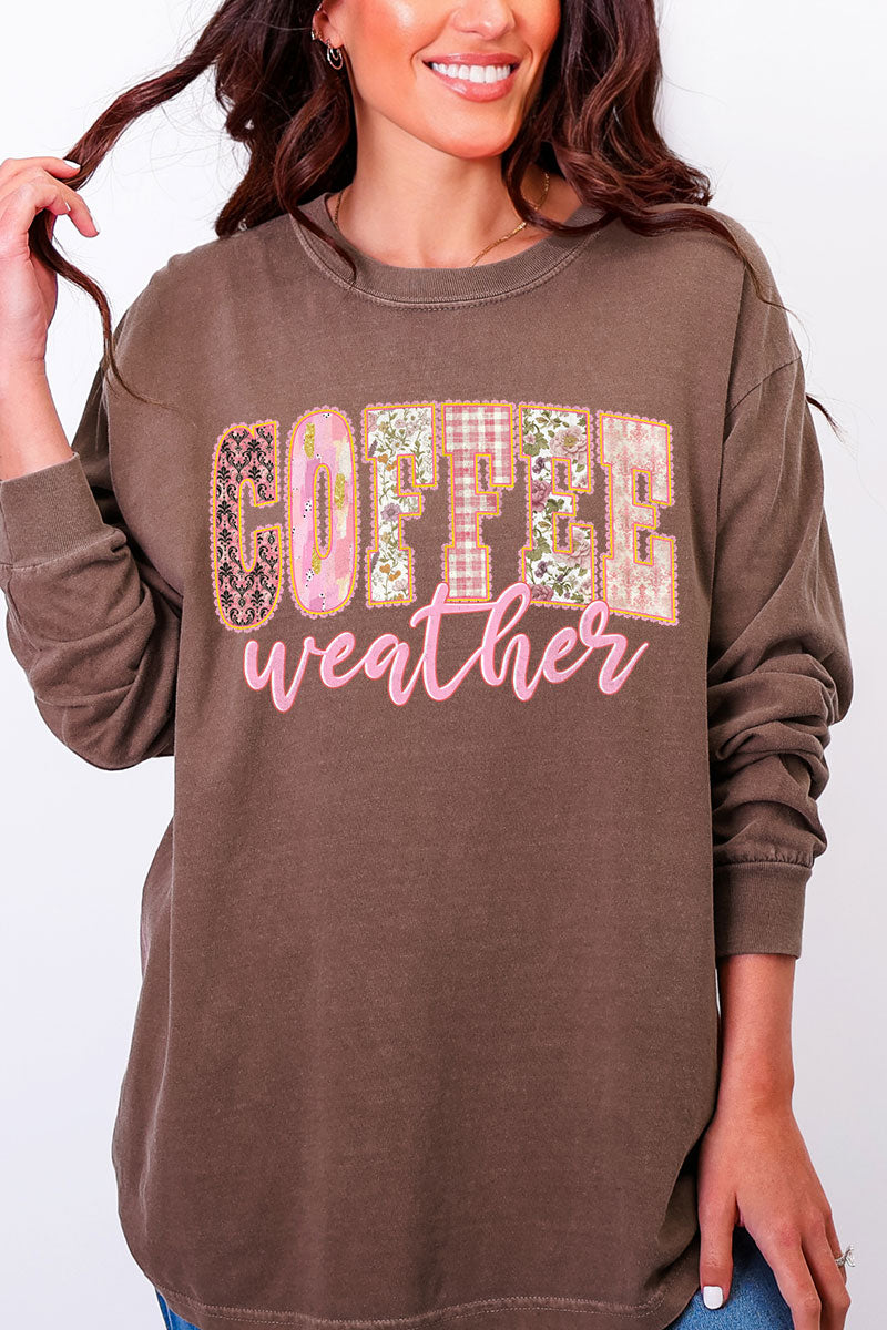 Pink Lace Coffee Weather Comfort Colors Heavyweight Long product image 1