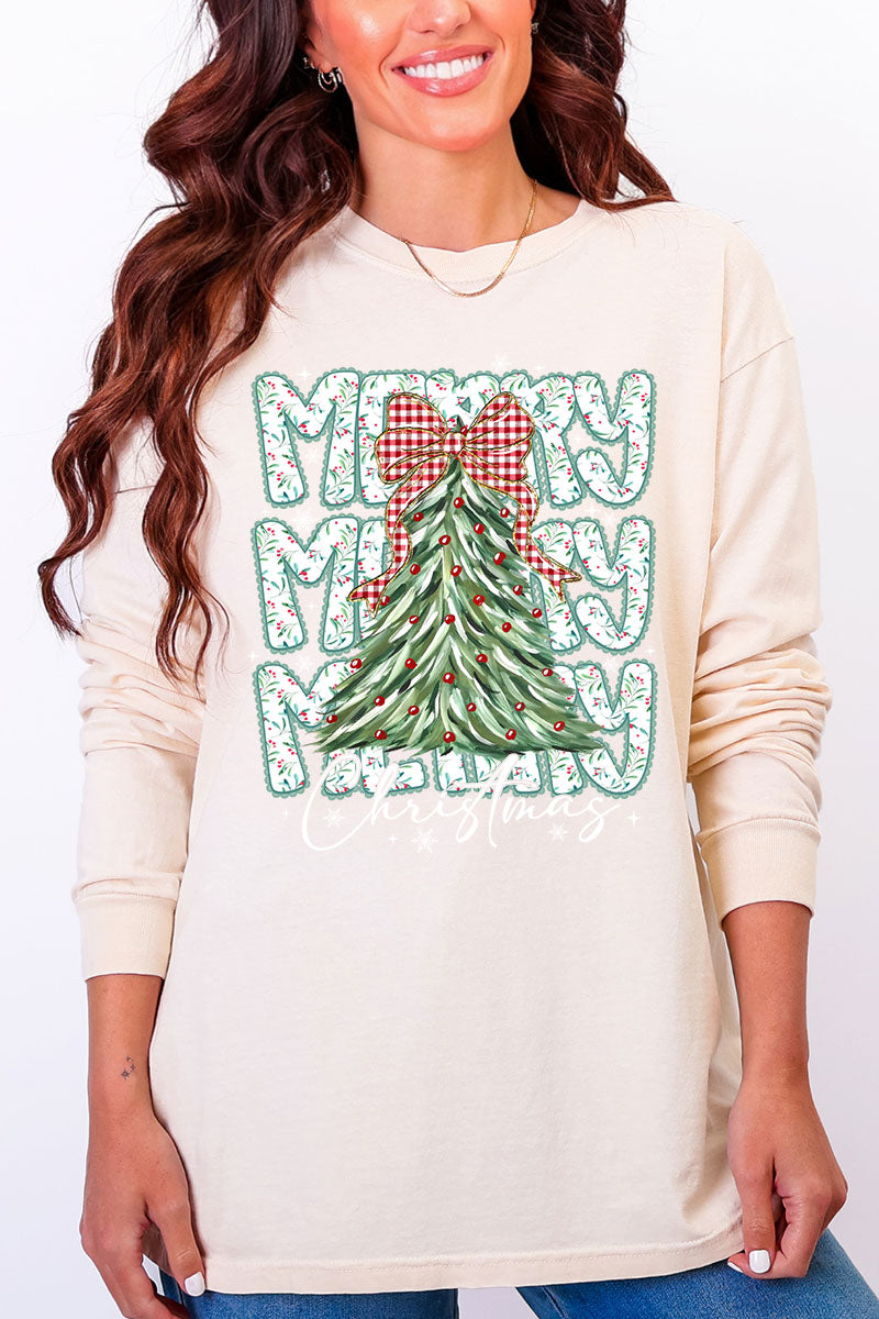 Stacked Holly Merry Christmas Tree Heavyweight Long Sleeve product image 4