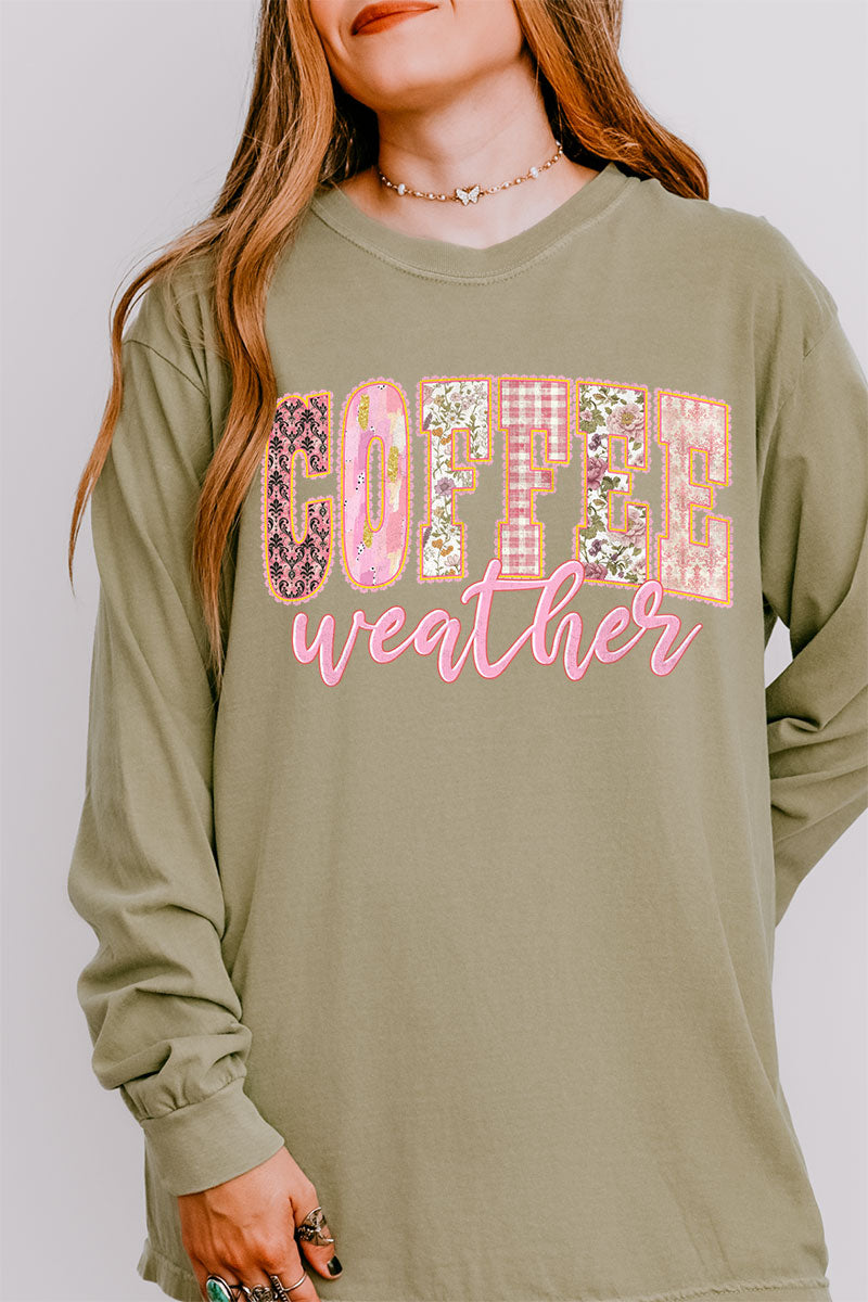 Pink Lace Coffee Weather Comfort Colors Heavyweight Long product image 4