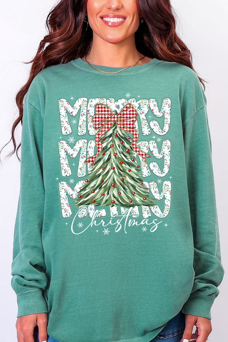 Stacked Holly Merry Christmas Tree Heavyweight Long Sleeve product image 5
