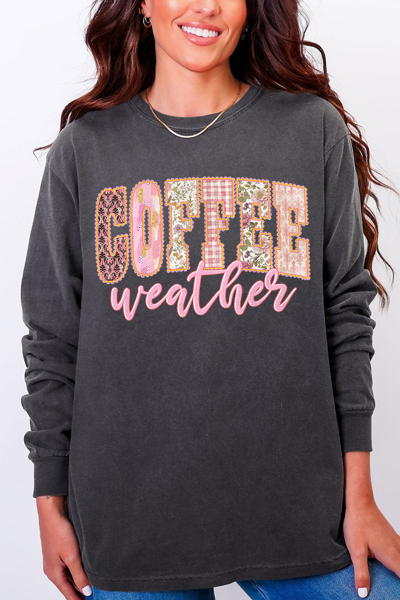 Pink Lace Coffee Weather Comfort Colors Heavyweight Long product image 6