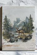 Alpine Deer Stretched Canvas Print