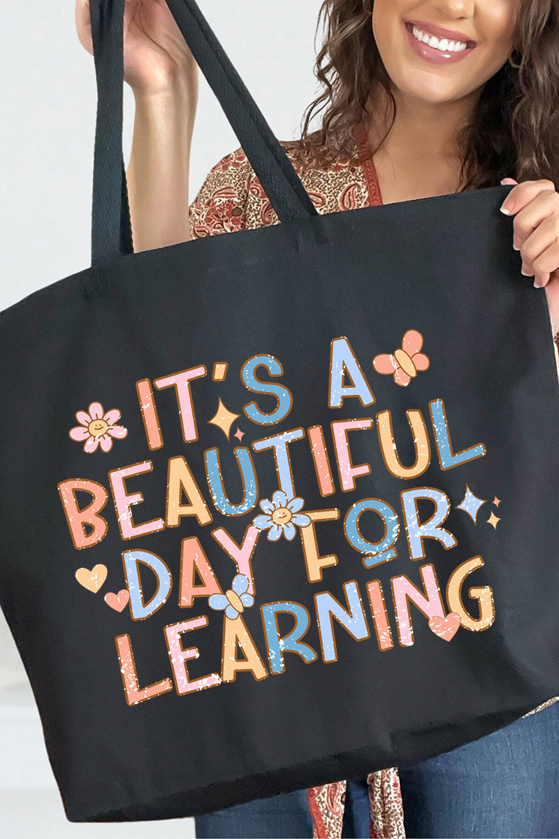 Beautiful Day For Learning Canvas Jumbo Tote