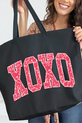 Faux Glitter XOXO Canvas Jumbo Tote