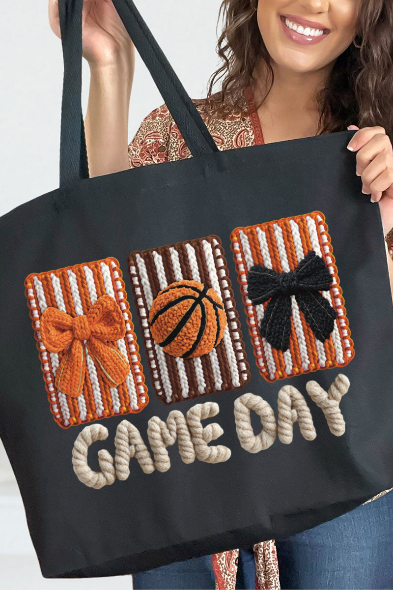 Faux Yarn Coquette Game Day Canvas Jumbo Tote