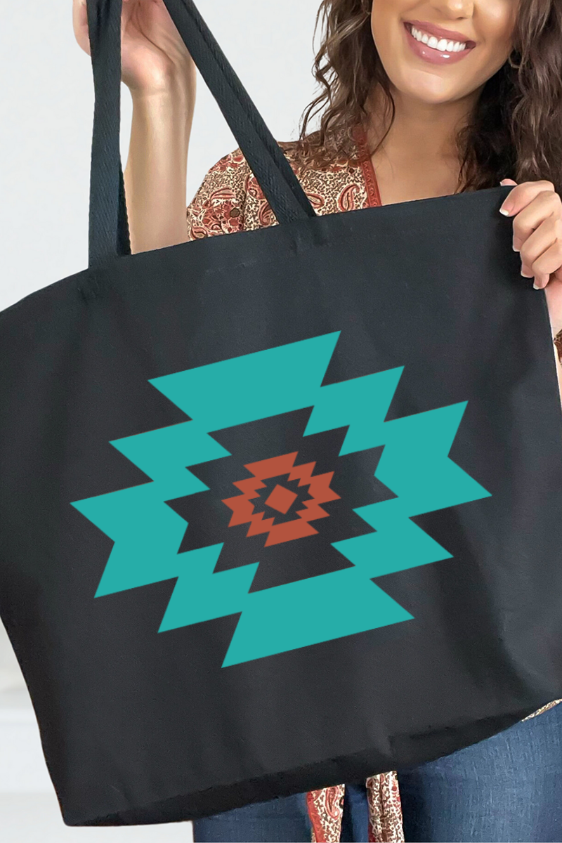 Punchy Aztec Canvas Jumbo Tote