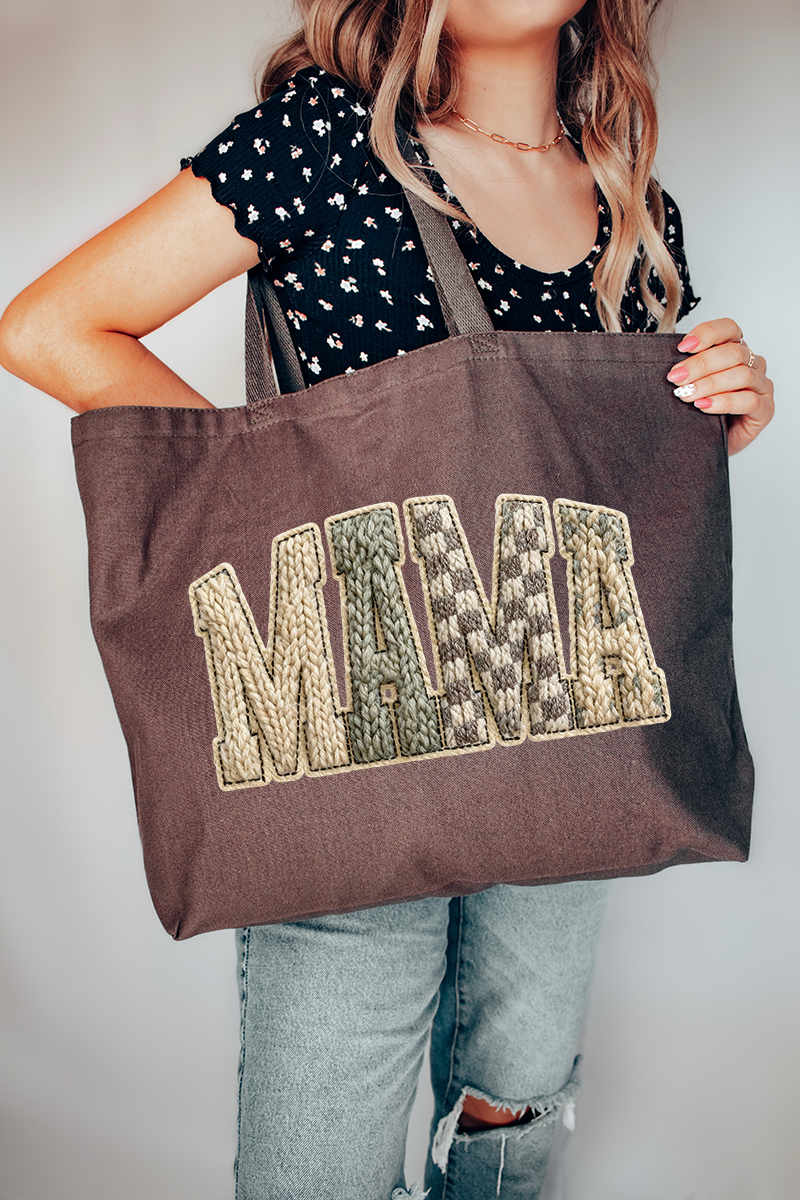 Faux Yarn Check Mama Canvas Jumbo Tote