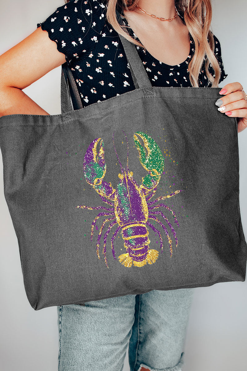 Glitzy Gras Crawfish Canvas Jumbo Tote