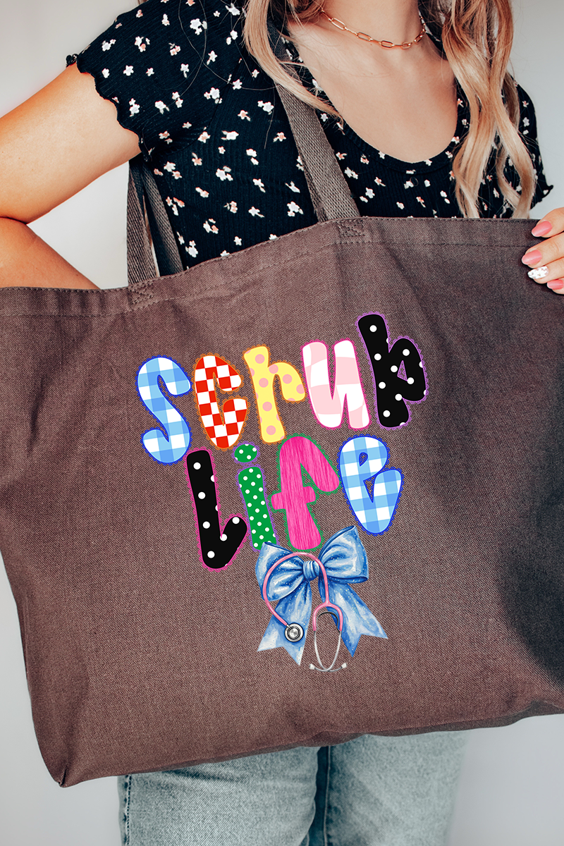 Lace Scrub Life Canvas Jumbo Tote