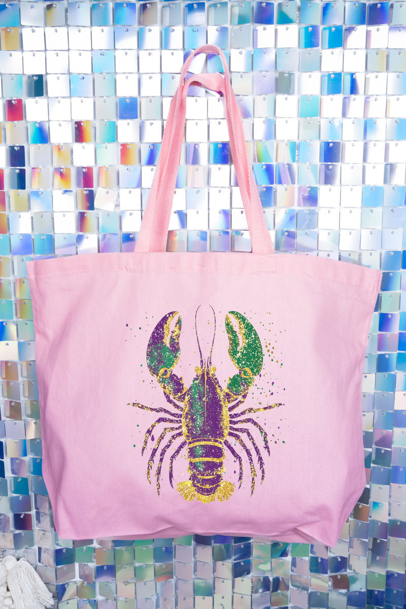 Glitzy Gras Crawfish Canvas Jumbo Tote