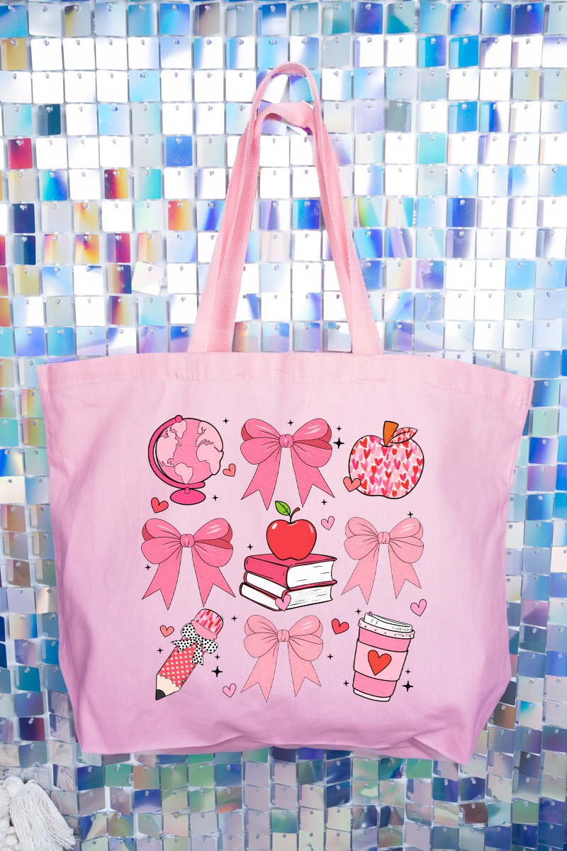 Teacher Love Canvas Jumbo Tote