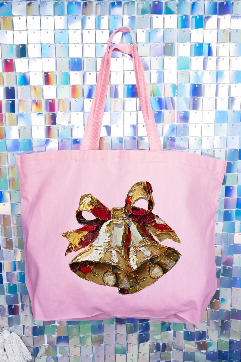 The Painted Christmas Bells Canvas Jumbo Tote