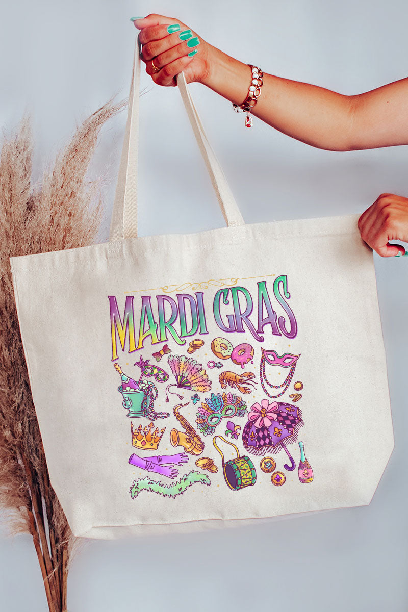 Beads, Bows, and Bourbon St Canvas Jumbo Tote