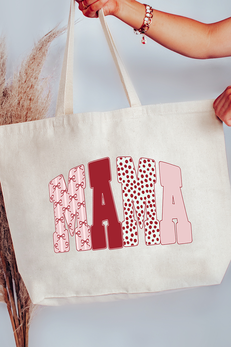 Blush And Bows Mama Canvas Jumbo Tote