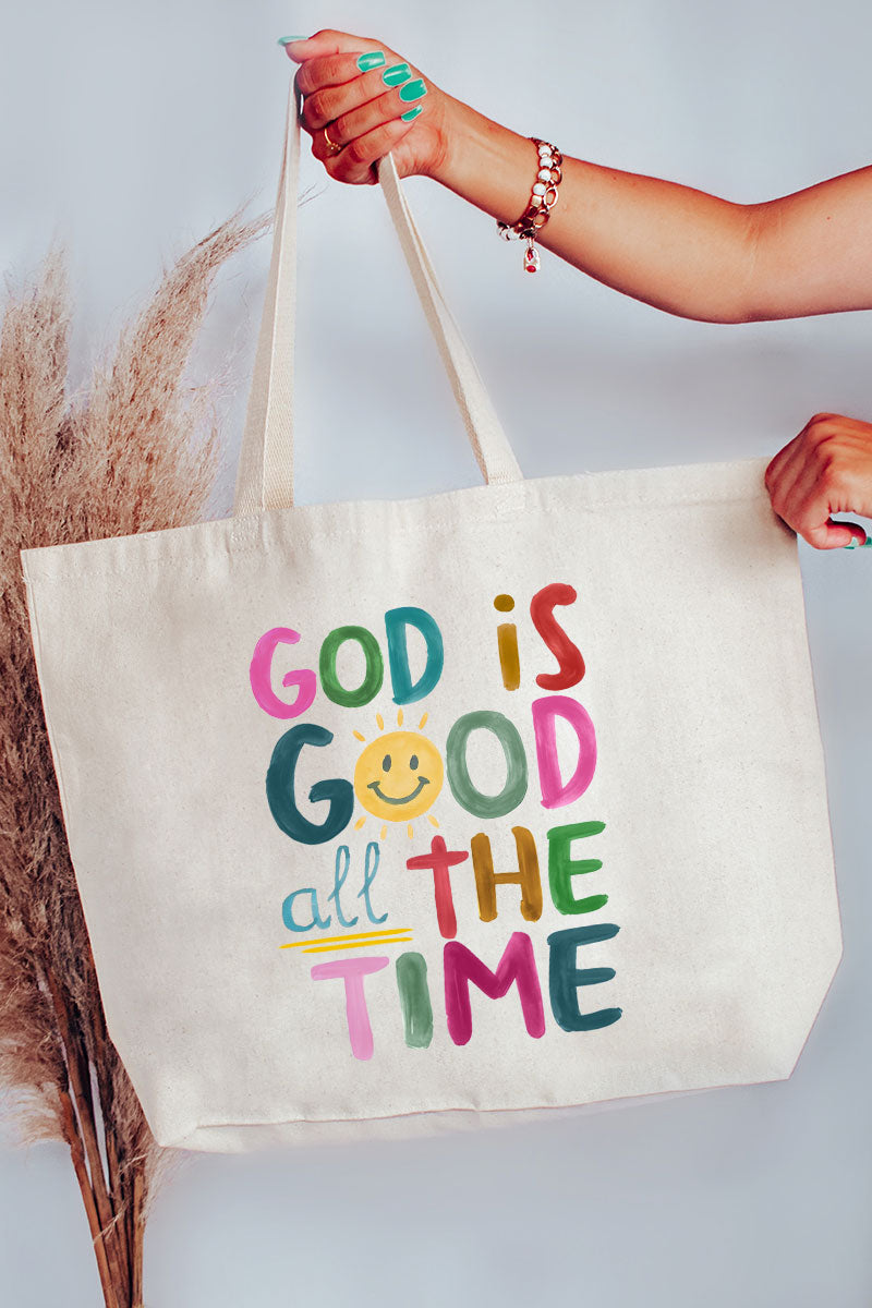 Colorful God Is Good Canvas Jumbo Tote