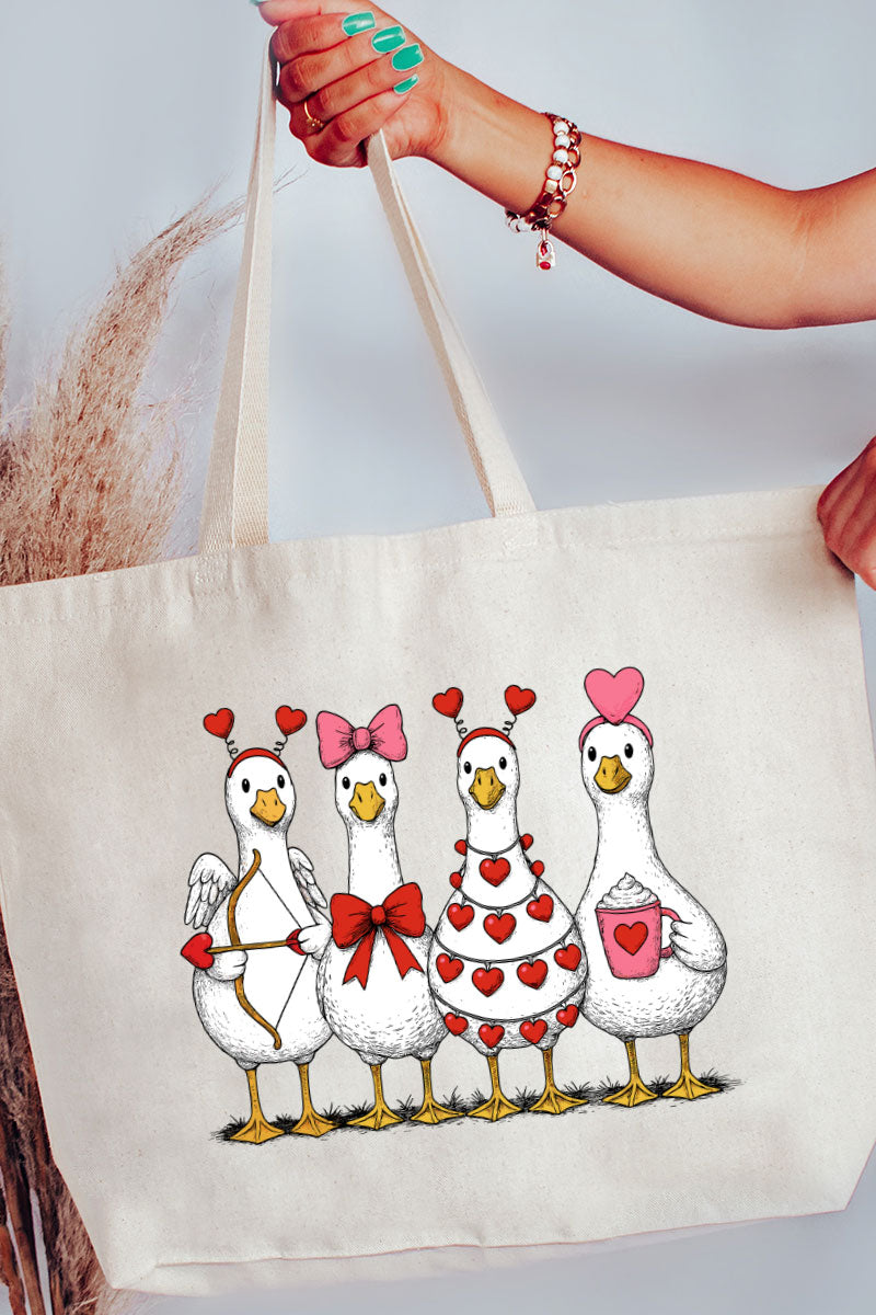 Geese In Love Formation Canvas Jumbo Tote