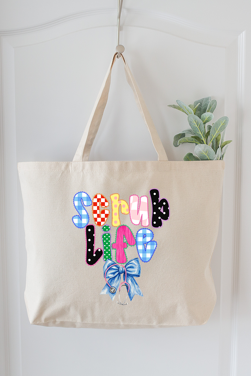 Lace Scrub Life Canvas Jumbo Tote