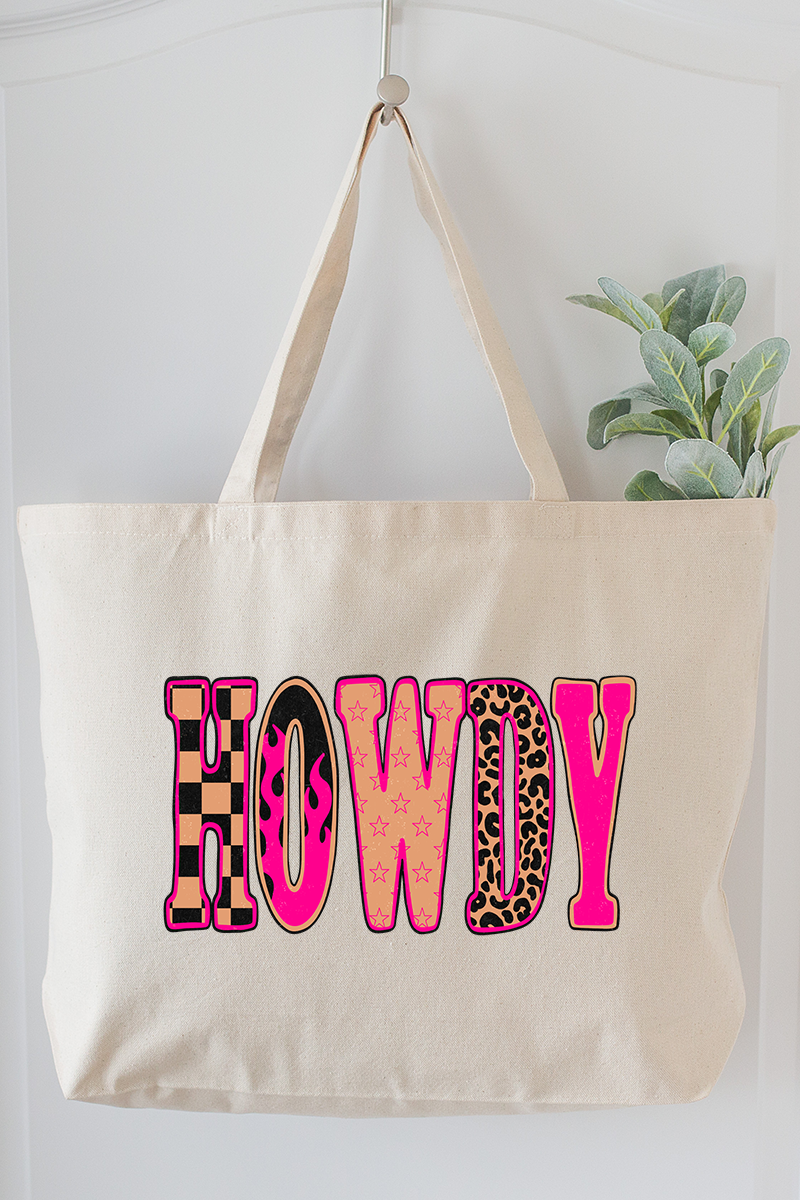 Pink Heat Howdy Canvas Jumbo Tote