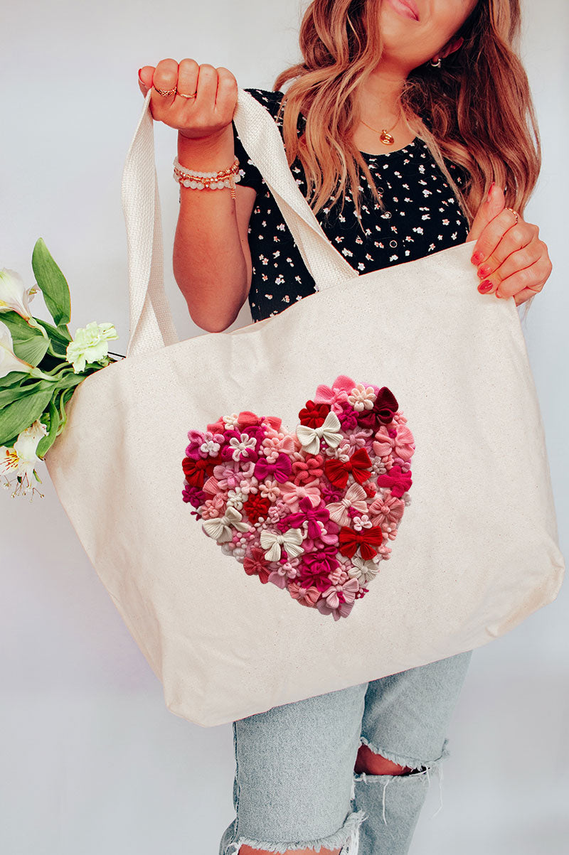 Wrapped With Love Canvas Jumbo Tote