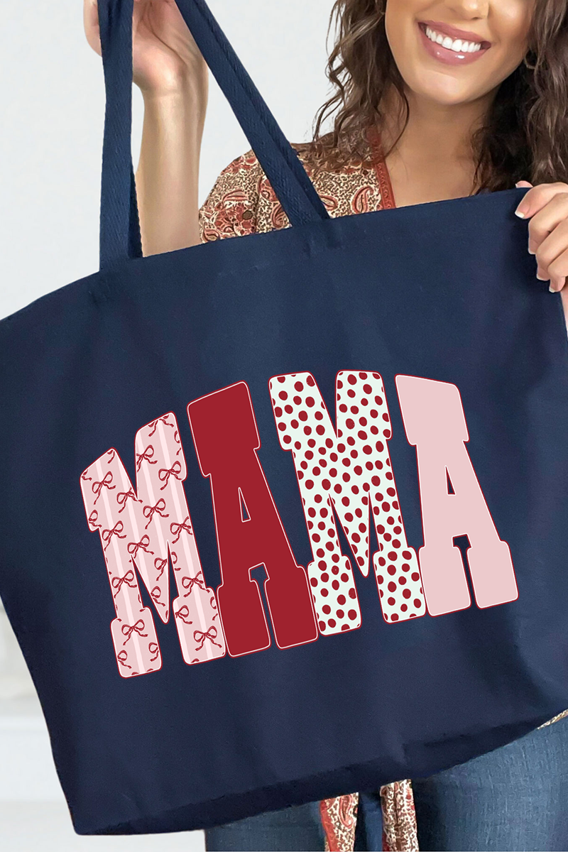 Blush And Bows Mama Canvas Jumbo Tote