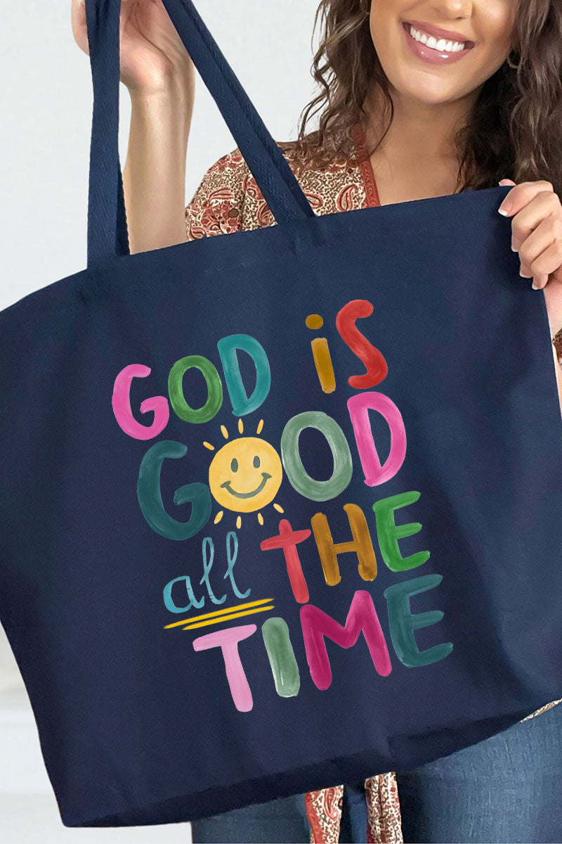 Colorful God Is Good Canvas Jumbo Tote
