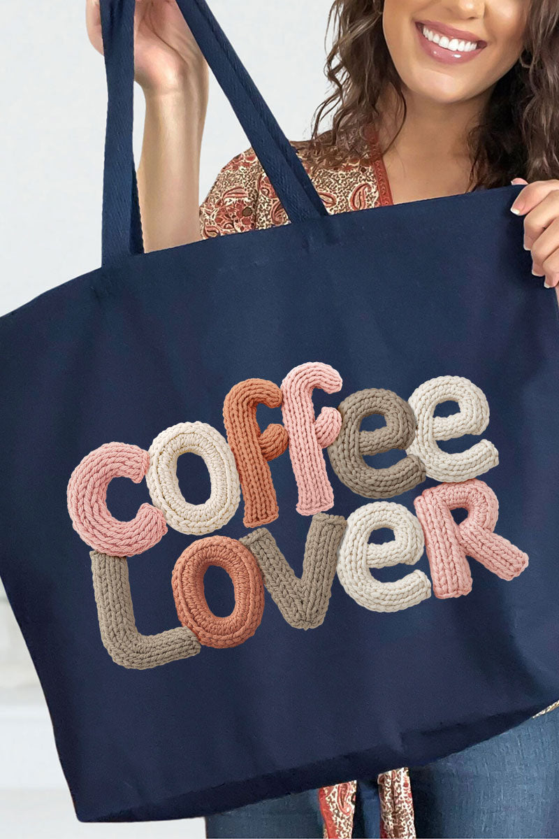 Faux Yarn Coffee Lover Canvas Jumbo Tote