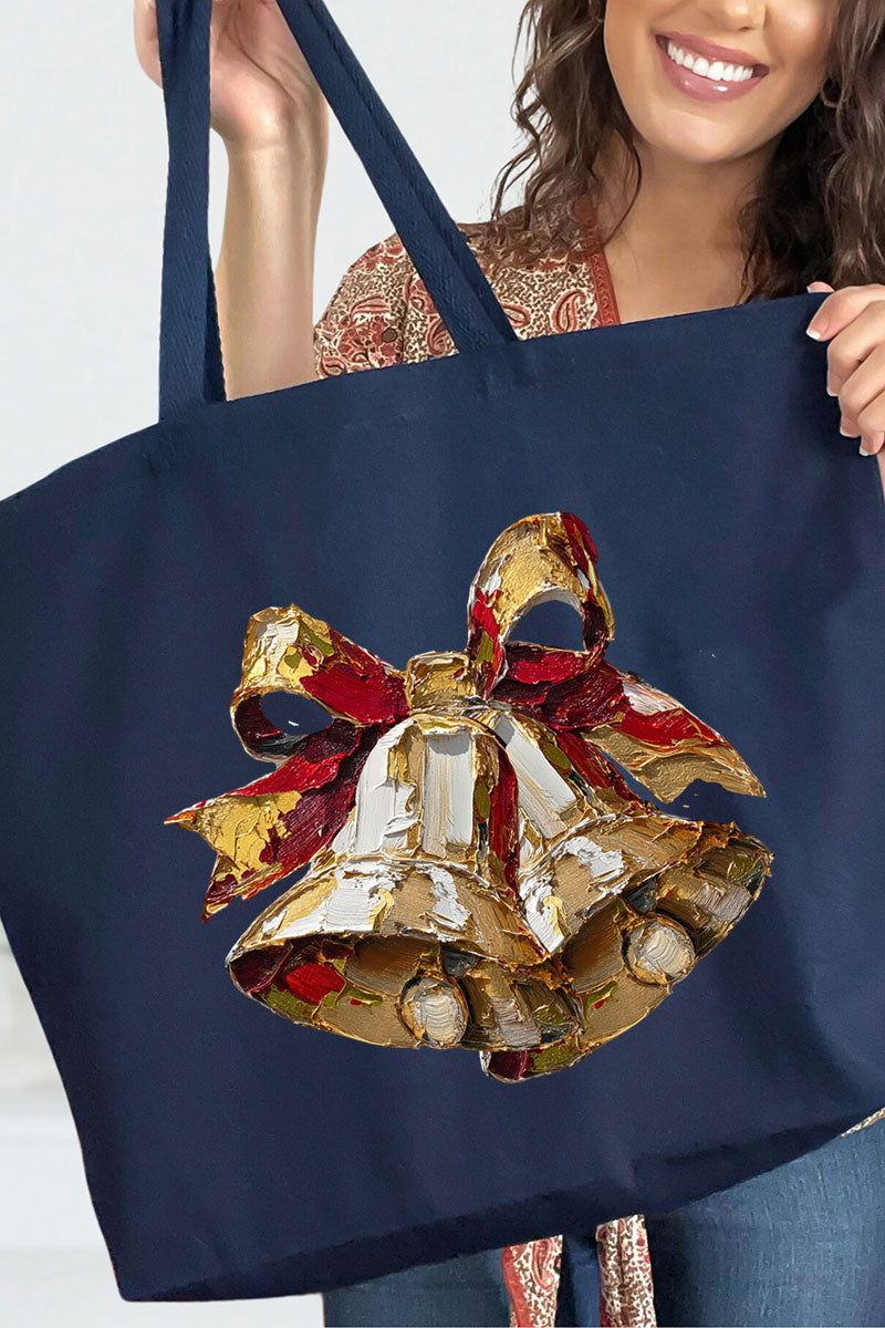 The Painted Christmas Bells Canvas Jumbo Tote