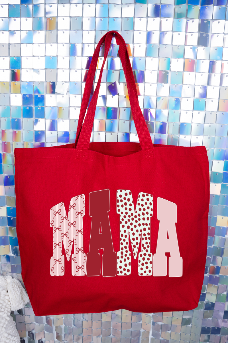 Blush And Bows Mama Canvas Jumbo Tote