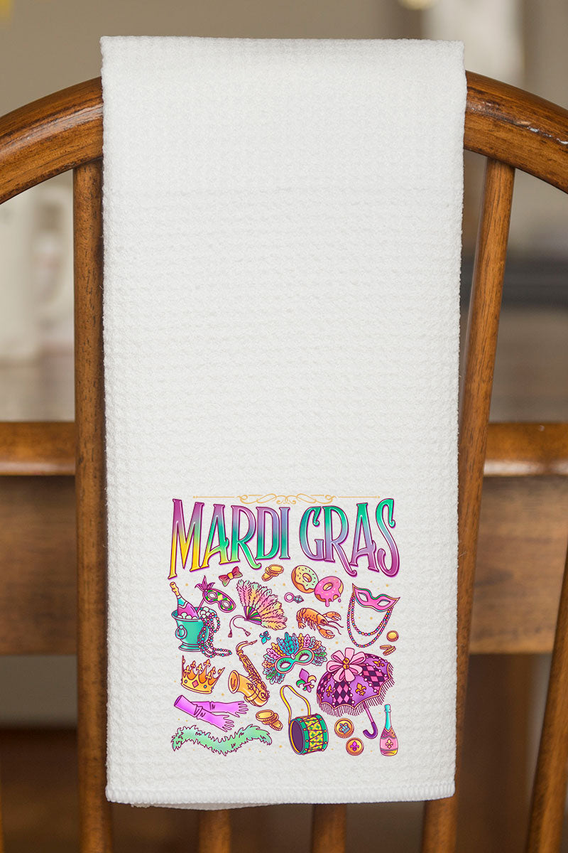 Beads, Bows, and Bourbon St Waffle Kitchen Towel