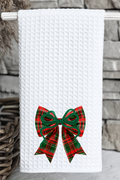 Festive Christmas Plaid Coquette Waffle Kitchen Towel