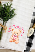 Teddy In Love Waffle Kitchen Towel