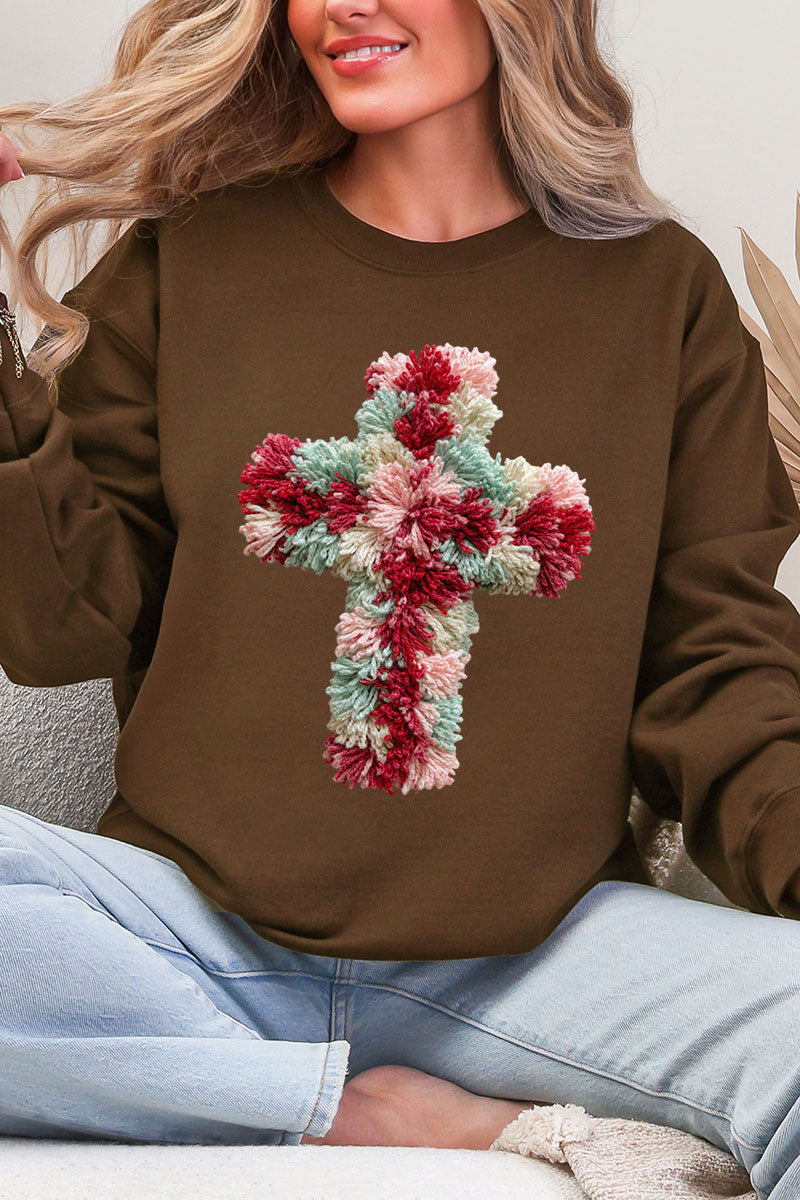 Faux Yarn Cross Ecosmart Crewneck Sweatshirt product image 3