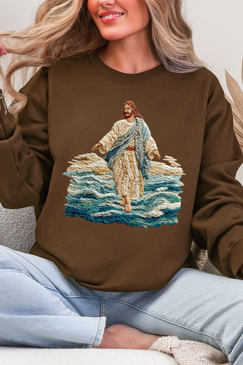 Faux Yarn Walking On Water Ecosmart Crewneck Sweatshirt product image 3