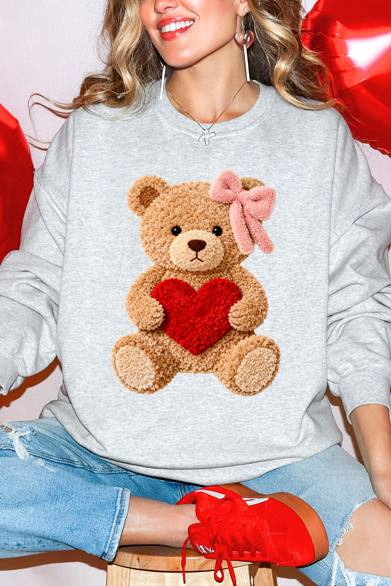Cozy Heart Cub Faux Yarn Ecosmart Crewneck Sweatshirt product image 4