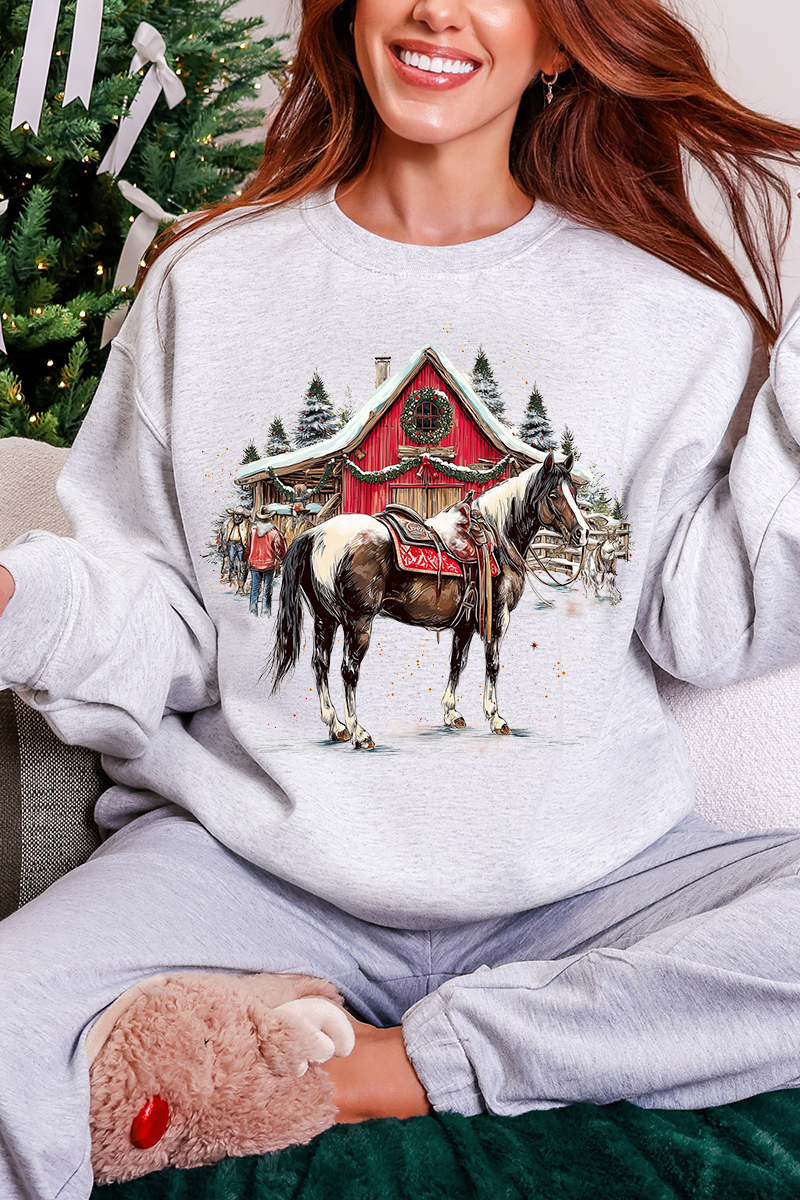 Snowy Stable Christmas Ecosmart Crewneck Sweatshirt product image 3