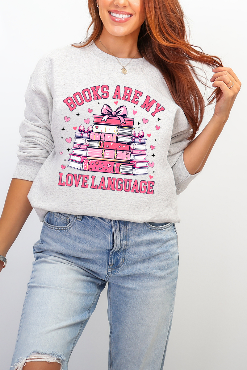 Valentine Books Are My Love Language Ecosmart Crewneck product image 3