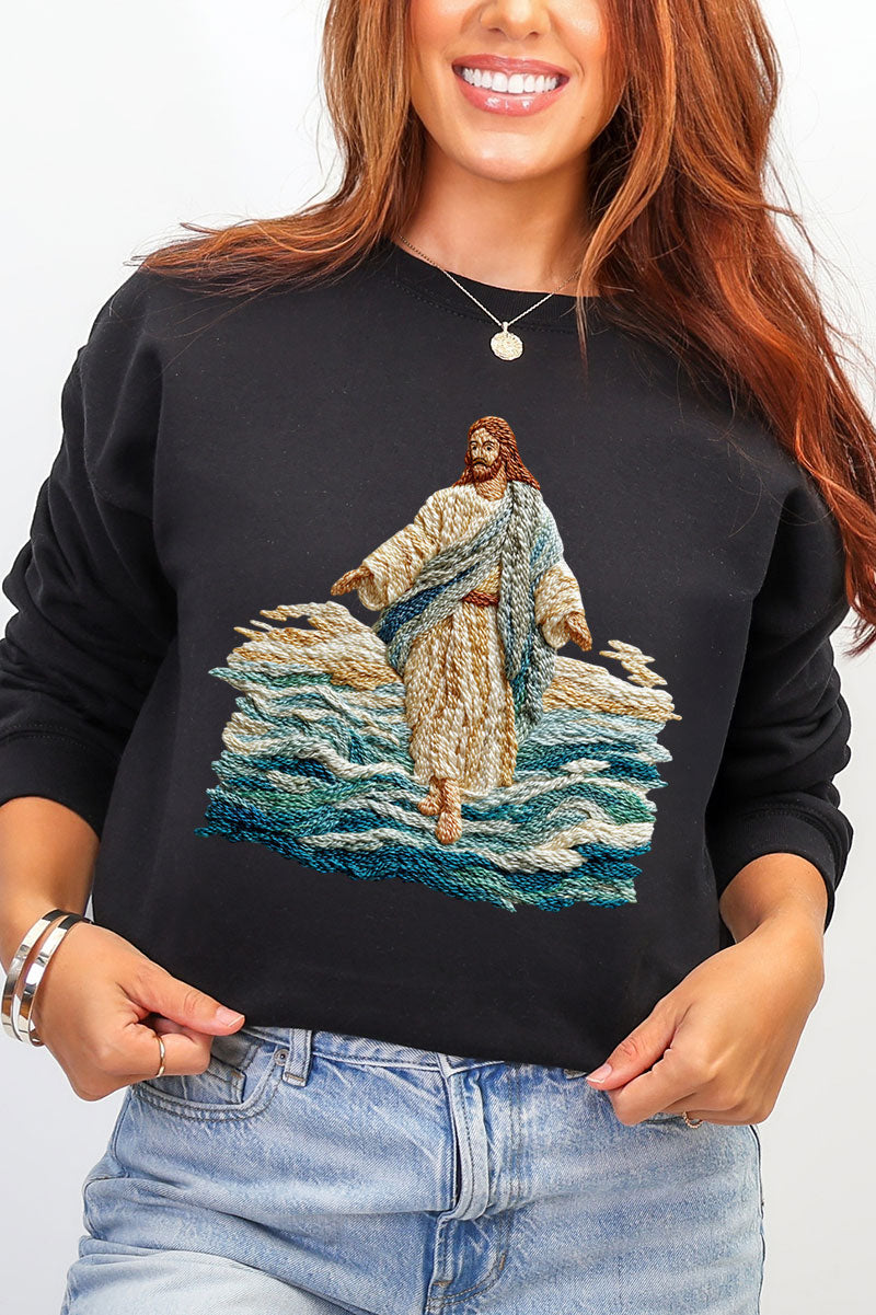 Faux Yarn Walking On Water Ecosmart Crewneck Sweatshirt product image 4